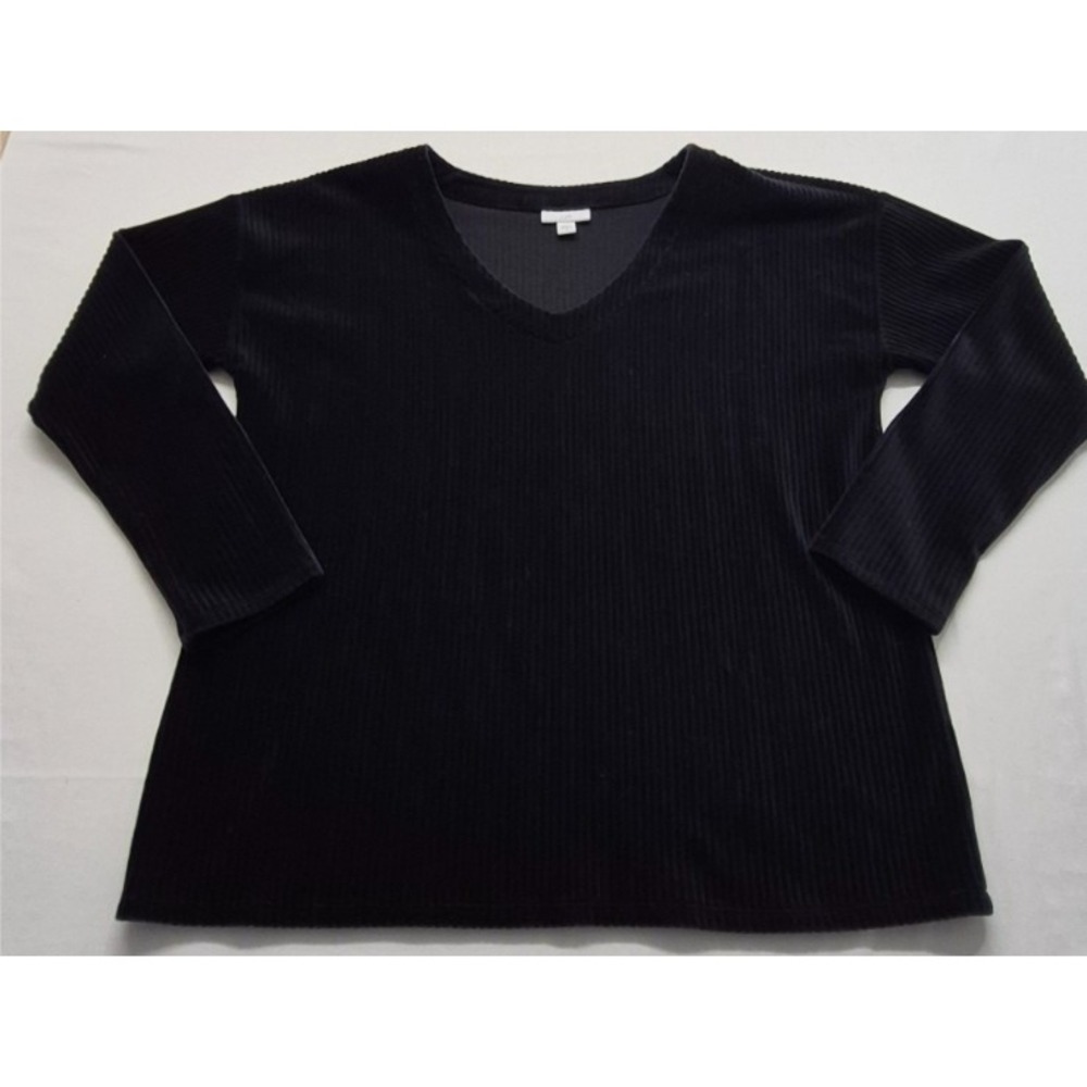 J. Jill women's black long sleeve v-neck velvet shirt sz. M classic/stretch